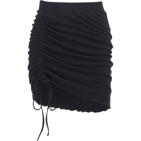 Drawstring Pleated Skirt Split A-line Hip Skirt - ROUTINE FASHION